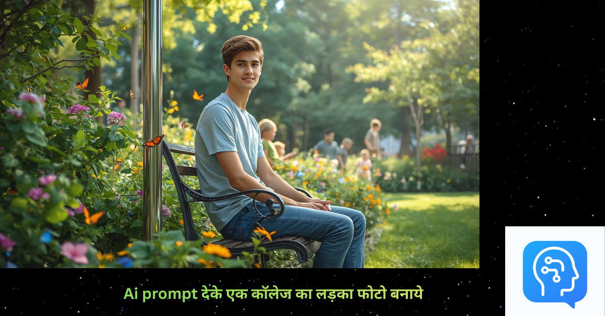 Ai prompt देके एक कॉलेज का लड़का फोटो बनाये